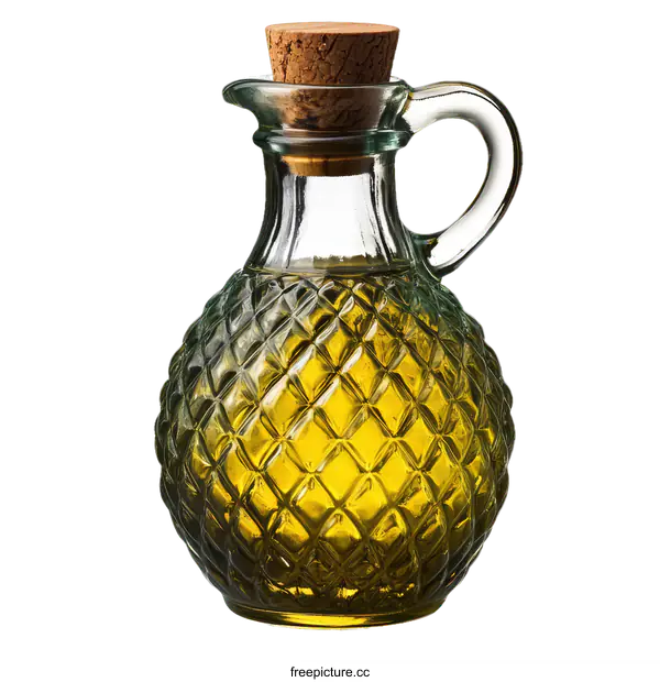 [Transparent Background PNG]Glass Oil Dispenser with Cork Top
