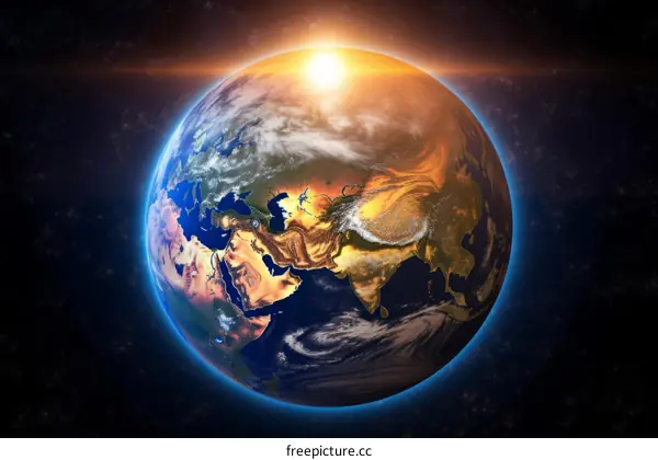 Earth from space with highlighted Middle East