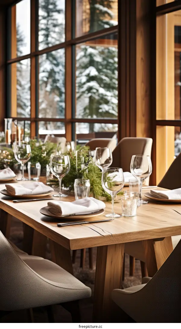 Rustic Dining Table Set with Modern Interior Design