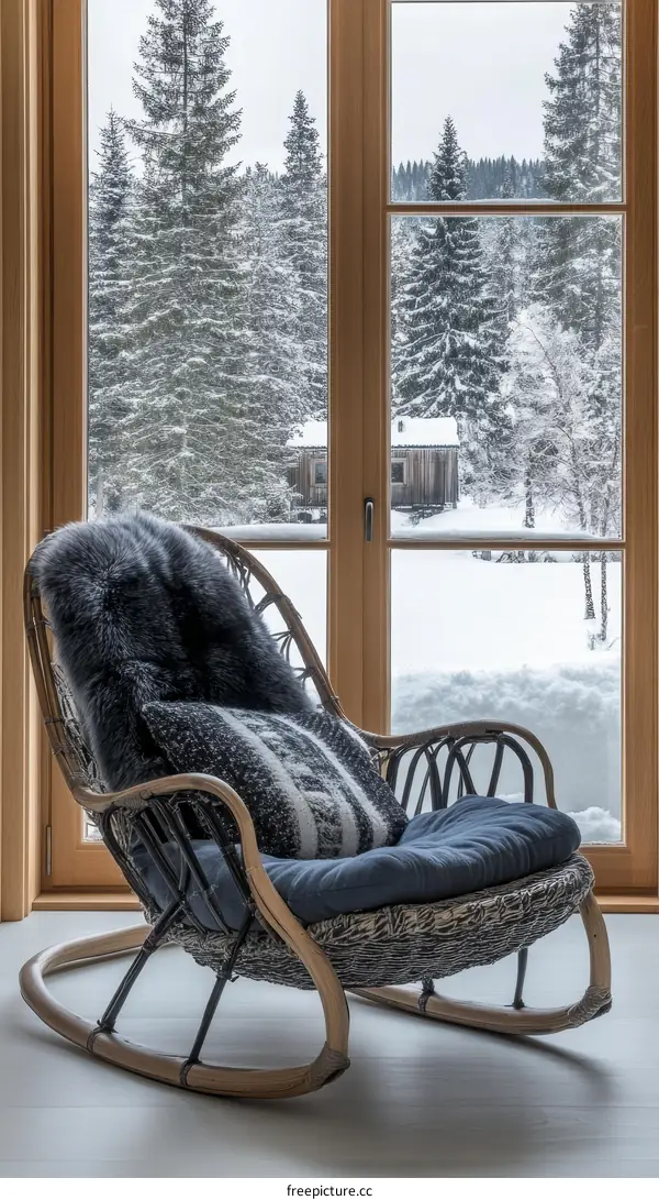 Cozy Winter Rocking Chair by the Window