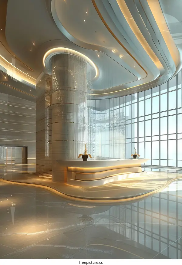 Upscale Hotel Lobby with Modern Decor
