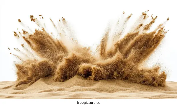 Sand Explosion Isolated on White Background
