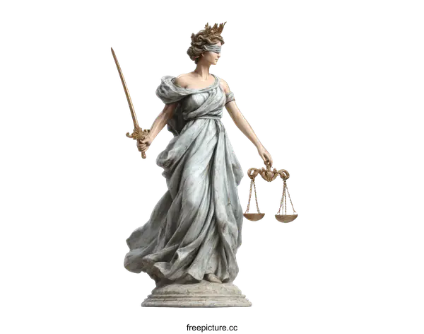 [Transparent Background PNG]Statue of Justice with Scales and Sword
