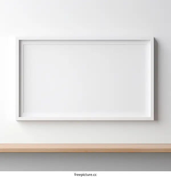 White Picture Frame on Wall Above Shelf