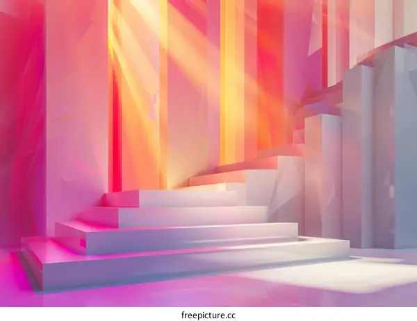 Abstract Geometric Background with Pink and White Shapes