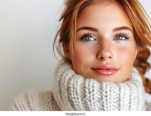 Close Up Portrait of a Woman with Freckles