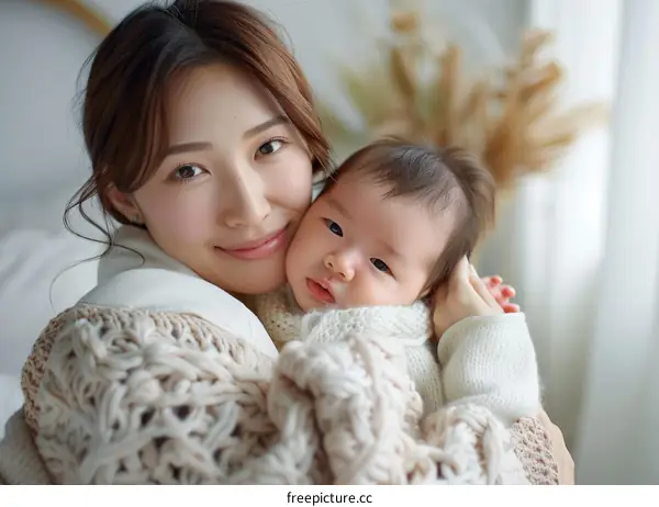 Asian mother and baby