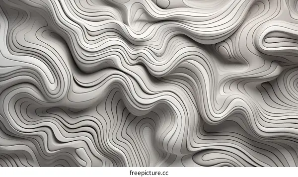 Black and white 3D rendering of a wavy surface
