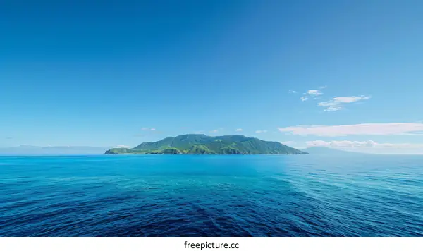 Uninhabited Remote Ocean Island with Tropical Vegetation