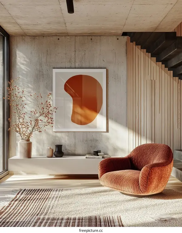 Modern Concrete Living Room Interior Design