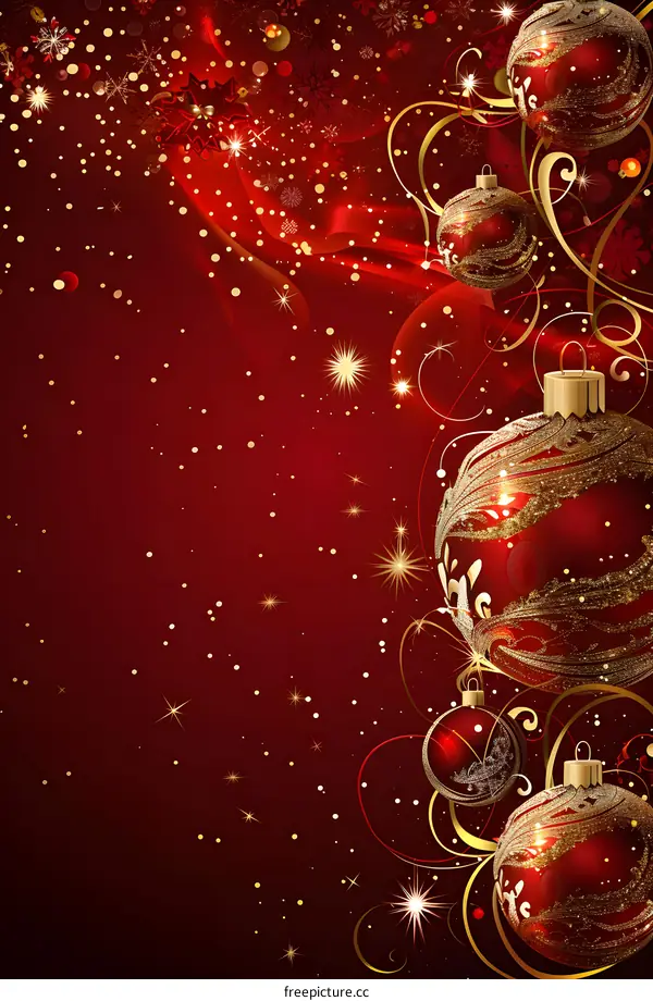 Red background with Christmas decorations