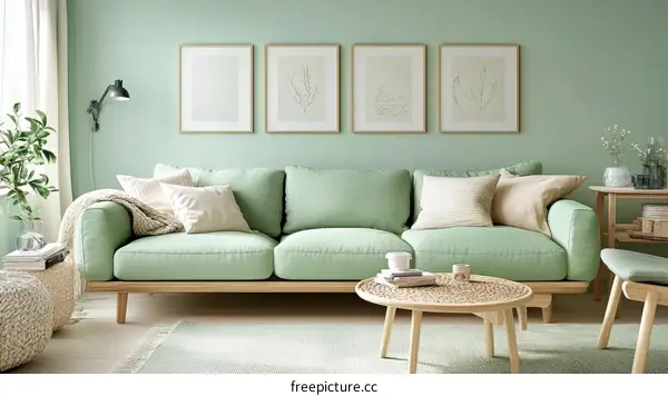 Modern Green Living Room Interior Design