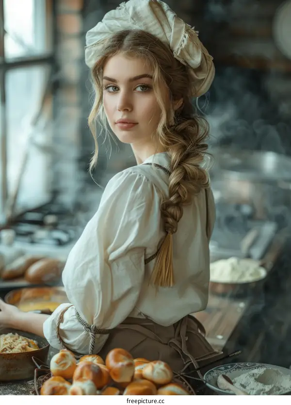 Young Woman Baking in a Kitchen