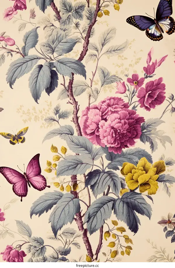 Floral illustration with butterflies