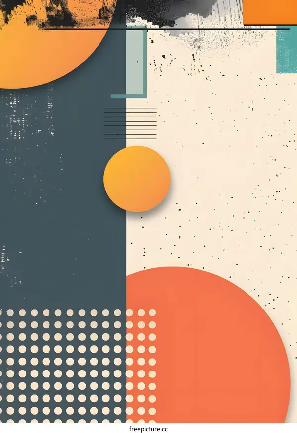 Abstract Geometric Background with Polka Dots and Circles