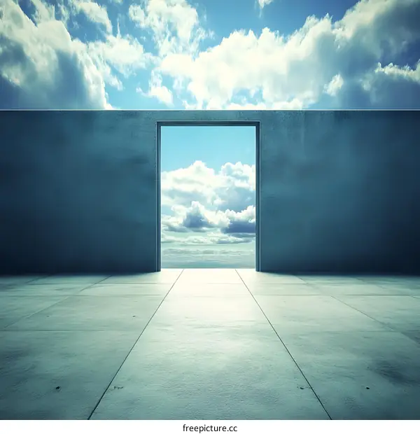 Open Door to the Sky: Abstract Concept of Freedom and Hope