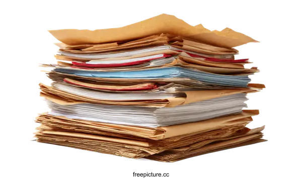 [Transparent Background PNG]High Pile of Documents and Files