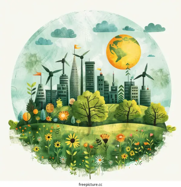 Green City Illustration: Celebrating Earth Day