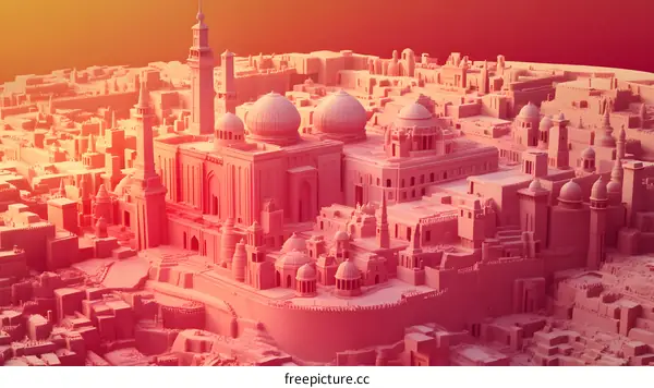 3D Cityscape Illustration of an Ancient City