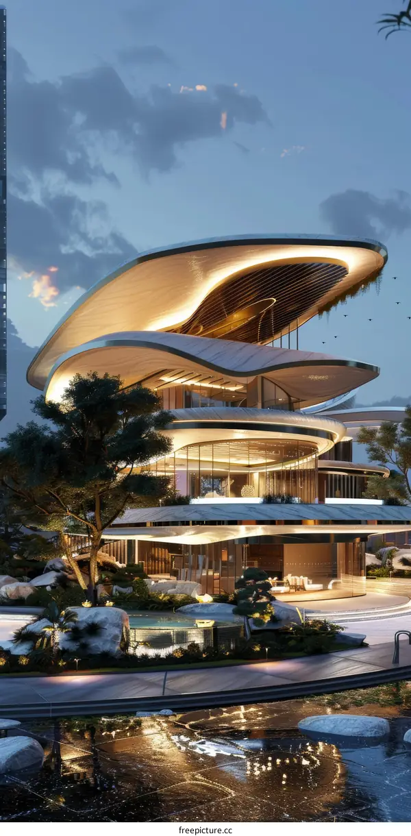 Modern Architecture Illuminated at Dusk