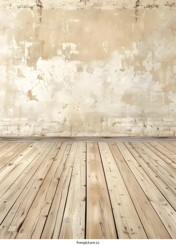 Old Grunge Wall with Wooden Floor Background
