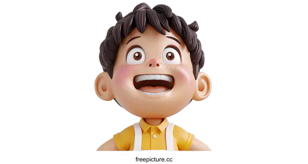 [Transparent Background PNG]Happy Cartoon Boy Looking Up