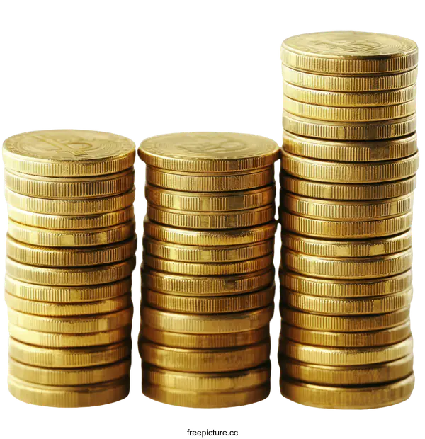 [Transparent Background PNG]Gold Coins Stacks Growing Trend Financial Prosperity