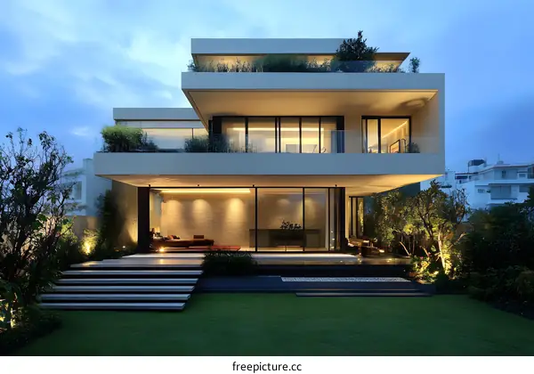 Modern House with a Swimming Pool and a Garden