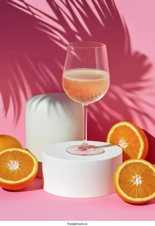 Summertime Refreshing Sparkling Wine with Orange Slices