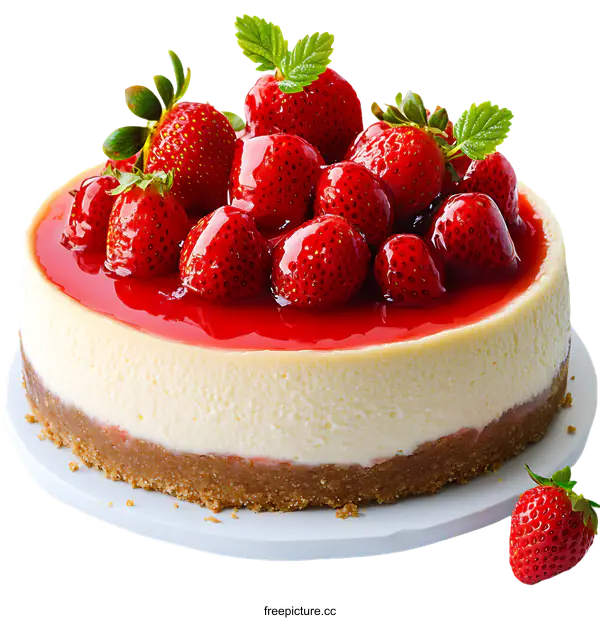 [Transparent Background PNG]Delicious Strawberry Cheesecake Dessert