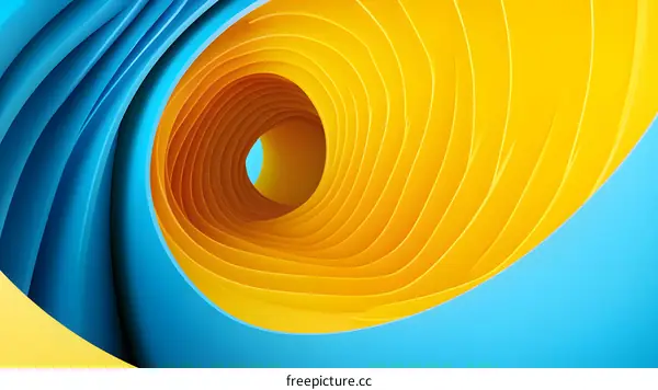 Abstract Blue Yellow Curve Tunnel Background