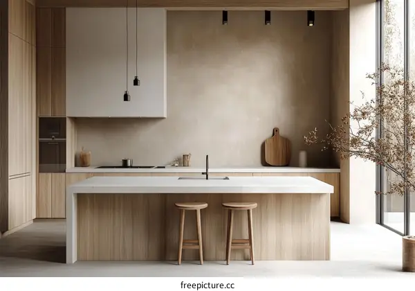 Modern Minimalist Beige Kitchen Interior Design
