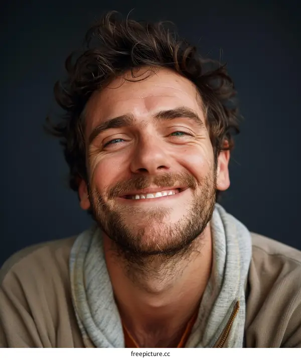 Portrait of a smiling man with curly hair