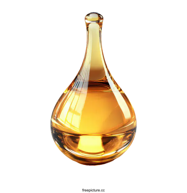 [Transparent Background PNG]Elegant Amber Liquid Drop Shaped Bottle