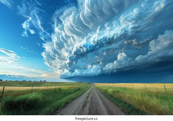 Stormy Clouds Gather over Quiet Countryside Road