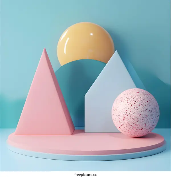 Abstract 3D Geometric Shapes with Pastel Colors