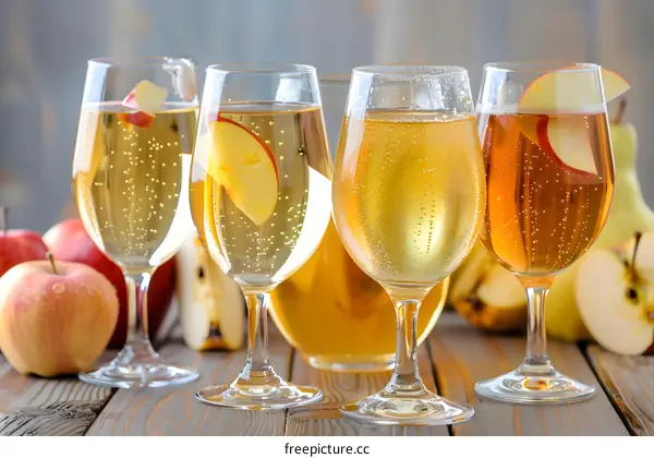 Apple Cider Sparkling Drink with Apple Slices
