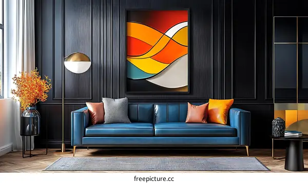 Modern Living Room Interior Design with Abstract Artwork