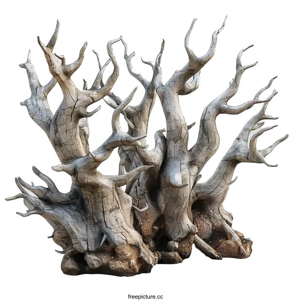 [Transparent Background PNG]A Weathered Tree Trunk Illustration on White Background