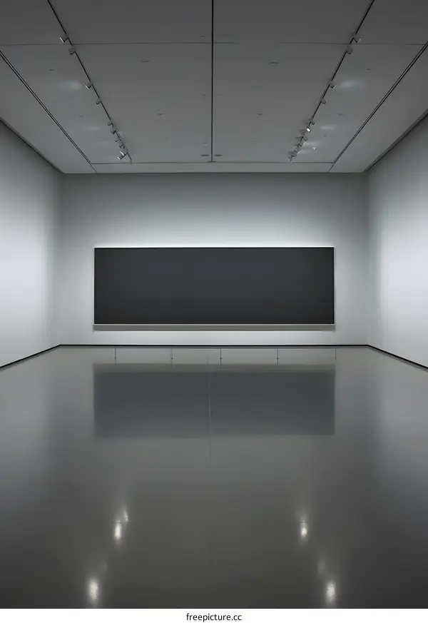 Black Square on White Wall in Modern Gallery