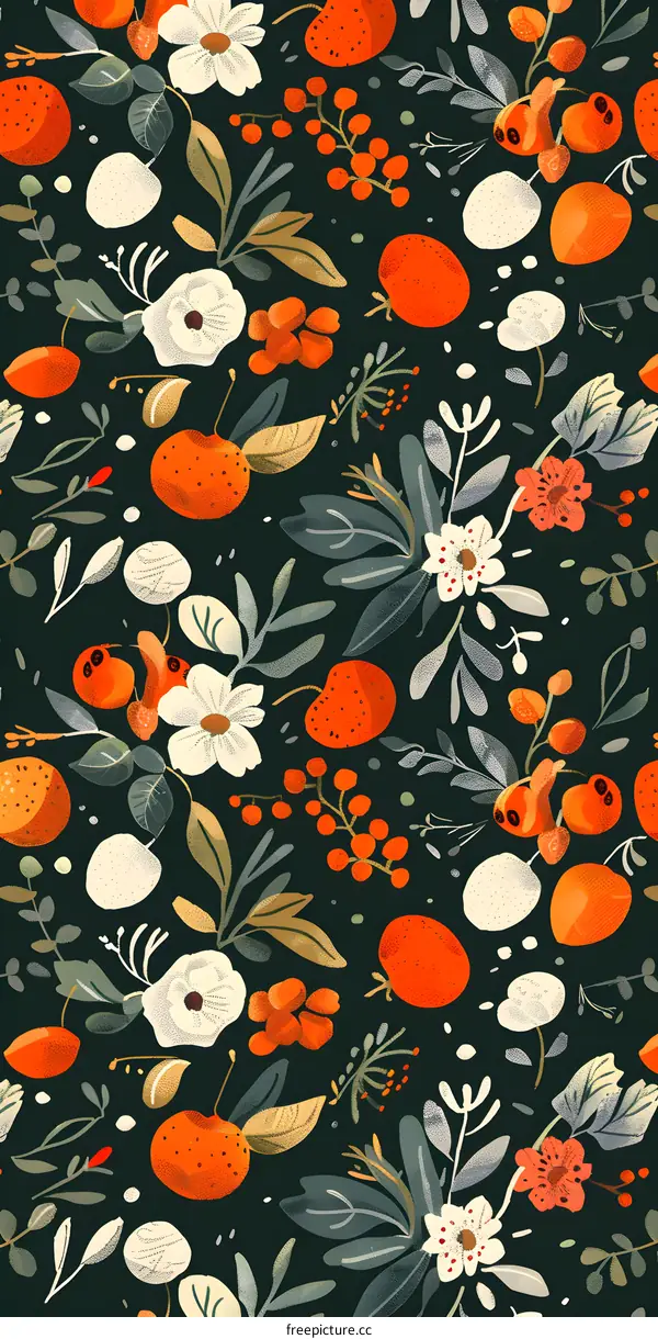 Floral Pattern with Orange and White Flowers