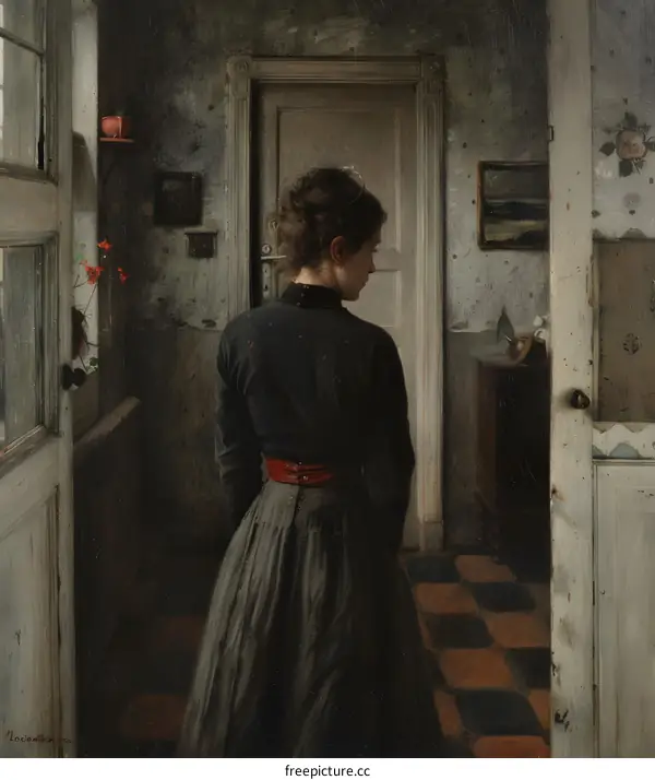 A woman standing in a doorway