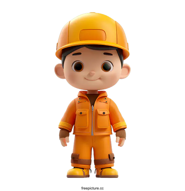 [Transparent Background PNG]3D Cute Cartoon Construction Worker