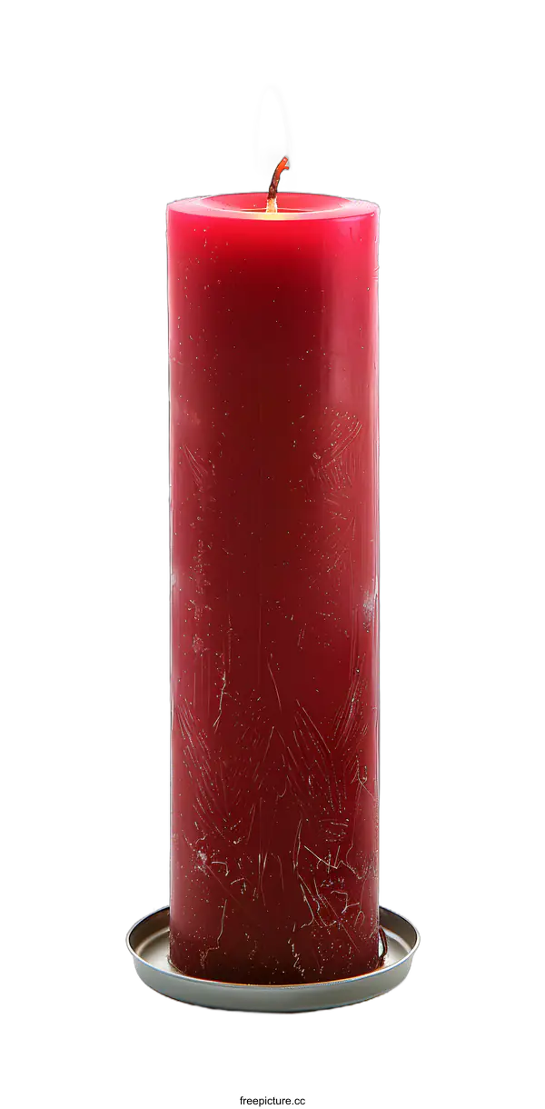 [Transparent Background PNG]Red Candle With Flame Burning
