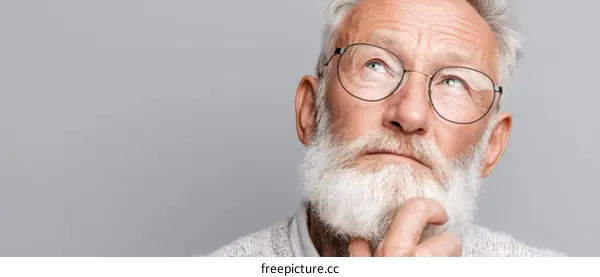 Thoughtful Senior Man with Glasses