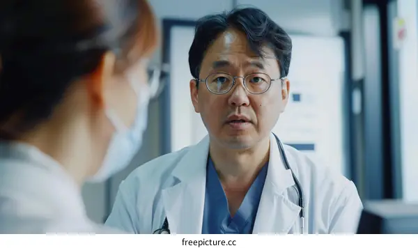 Medical Consultation Between Two Asian Doctors