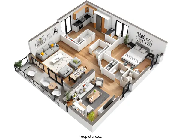 Modern Apartment Floor Plan with Balcony