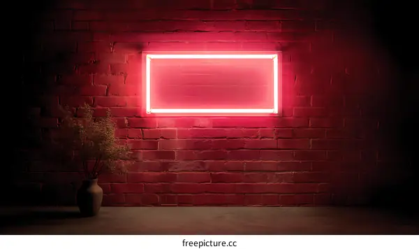 Neon Light Sign on Red Brick Wall