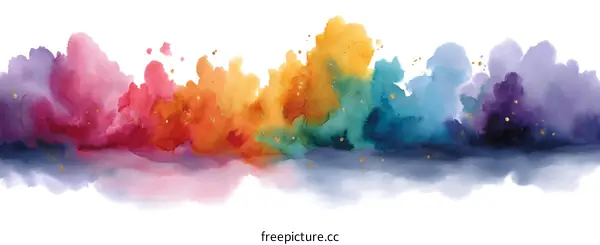 Abstract Watercolor Rainbow Splatter Art Background