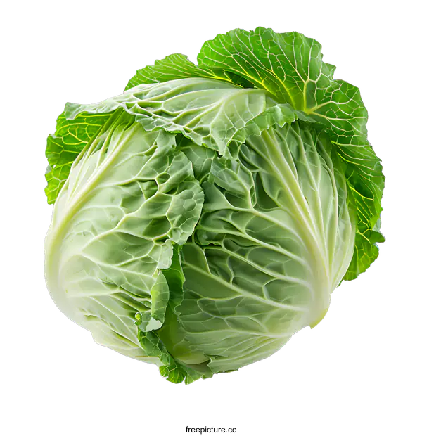 [Transparent Background PNG]Fresh Green Cabbage Isolated on White Background